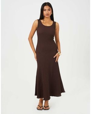 Brave Soul Strukturiertes jersey-maxikleid mit spitze, trägern und ausgestelltem schnitt - Braun