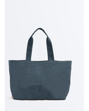 Oysho Soft Shopper Bag With Zip - Blue