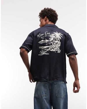 KTZ Graphic Logo Short Sleeve Revere Shirt - Blue