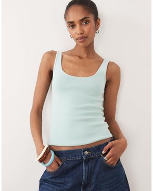 ASOS Cotton Blend Knitted Scoop Neck Cami - White
