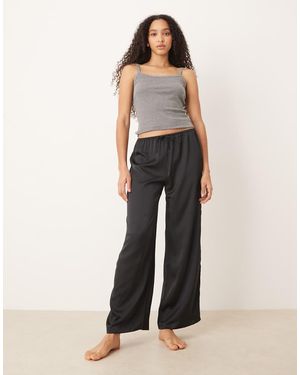 Mango Satijnen Pyjamabroek Met Trekkoord - Grijs