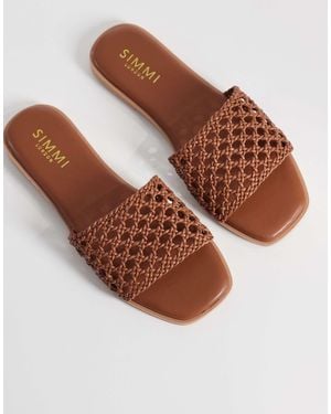 SIMMI Simmi London Wide Fit Luna Woven Flat Sandals - Brown
