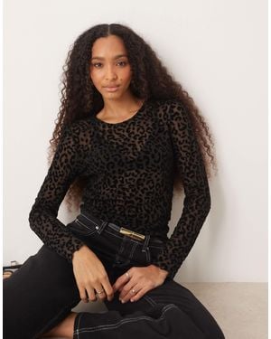 Jdy – langärmliges oberteil aus netzstoff - Schwarz