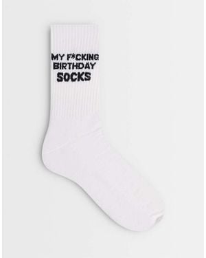 ASOS Calzini Multicolore Con Scritta Swear Word Birthday - Bianco