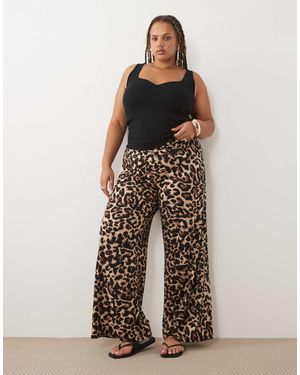 Vila Curve Pull-on Wide Leg Trousers - Brown