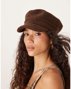 Accessorize Plain Boucle Bakerboy Hat - Brown