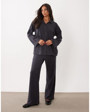 Kaiia Super Soft Fleece Wide Leg Lounge Pants - Black