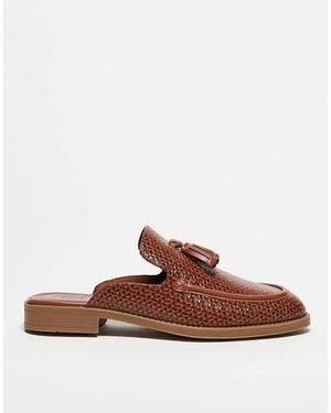 ASOS Mocassini Sabot Color Cuoio Con Motivo Intrecciato - Blu
