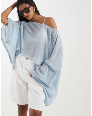 ASOS Fine Knit Sheer Poncho - Blue