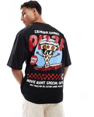 Criminal Damage Friday Pizza T-Shirt - Red