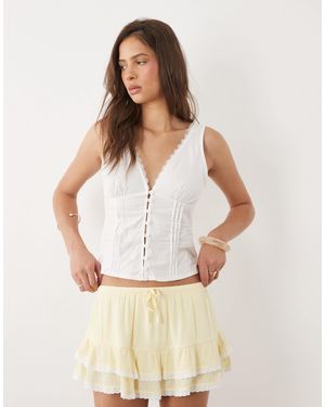 Motel Lasily Sleeveless Corset Poplin Top - White