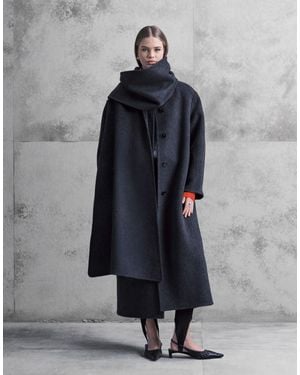 ASOS Premium Wool-rich Longline Coat With Detachable Scarf - Gray