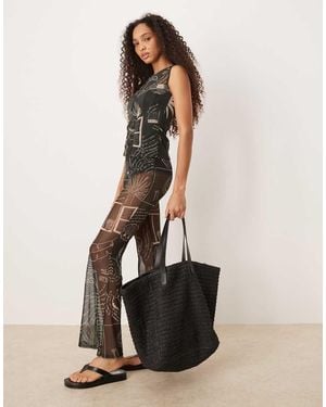 Never Fully Dressed Mesh Flare Trouser Co-ord - Natural