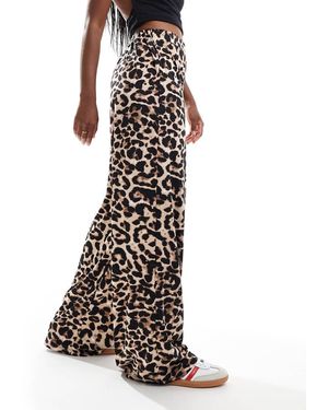 Vila Pantalones De Pernera Ancha Sin Cierres Con Estampado De Leopardo De - Blanco