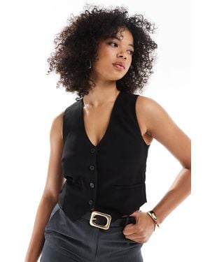 Pull&Bear Tailored Waistcoat - Black
