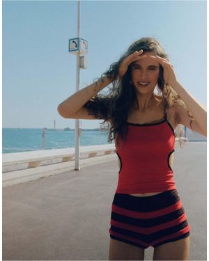 Pull&Bear Gestreepte Gebreide Mini Short - Blauw