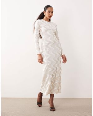 Ghospell Velvet Midaxi Dress - Natural