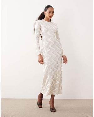 Ghospell Velvet Midaxi Dress - Natural
