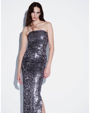 TFNC London Robe longue bandeau ornementée à détail corset anthracite - Bleu