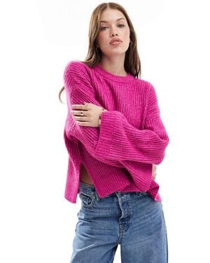 JJXX – flauschiger, kurzer, gerippter pullover - Pink