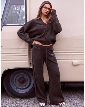 Kaiia Knitted Embroidered Logo Wide Leg Trouser Co-ord - Blue