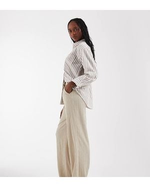 ONLY Wide Leg Crinkle Textured Trousers - White