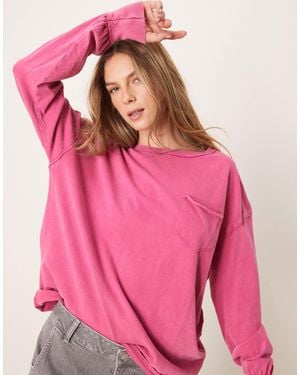 Free People Fade Into You Relaxed Long Sleeve Top - Pink