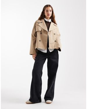 Mango Teen Cropped Trench Coat - Natural