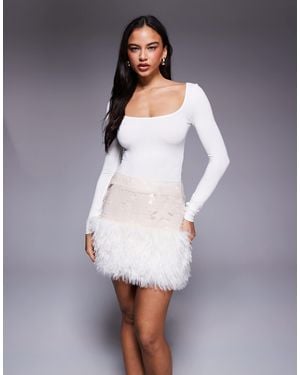 ASOS Sequin And Fur Mix Mini Skirt - Purple