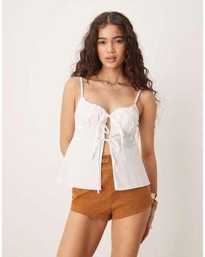 Glamorous Tie Front Tops - White