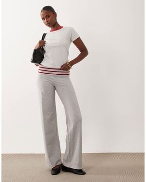 Lioness Jetset Contrast Folded Waist Detail Relaxed Leg Sweatpants - White