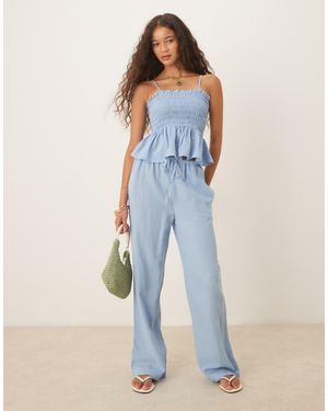 Iisla & Bird Skinny Waist Band Beach Trouser Co-ord - Blue