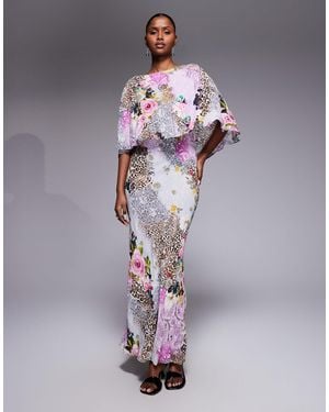 AFRM Izel Maxi Dress With Cape Detail - Purple