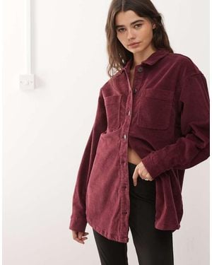 Noisy May Oversized Cord Shirt - Red