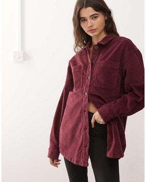 Noisy May Oversized Cord Shirt - Red