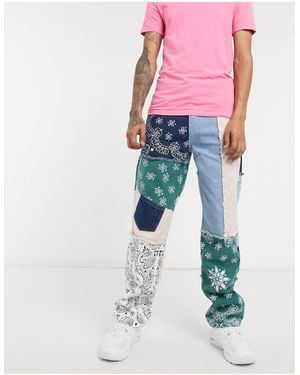 Jaded London Jeans patchwork con stampa cachemire - Blu