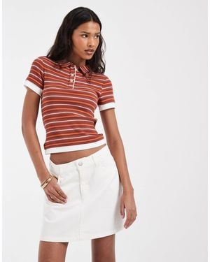 Pieces Denim A-line Mini Skirt - Red