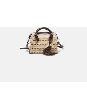 Stradivarius Round Crochet Tote Bag - White