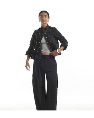 River Island Check Smart Joggers - Black