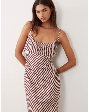 BRONZE SNAKE Odetta Stripe Cowl Neck Maxi Dress - Pink