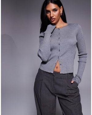 Kaiia Knit Shrunken Cardigan - Gray