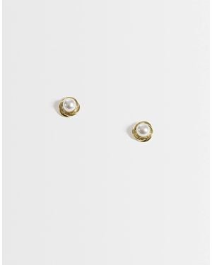 Kingsley Ryan Faux Pearl Stud - Metallic