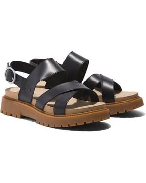 Timberland Sandalias Marrones Y Negras De Cuero Clairemont Way De - Negro