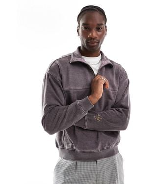 Native Youth Heavy Wash Quarter Zip Sweatshirt - Gray