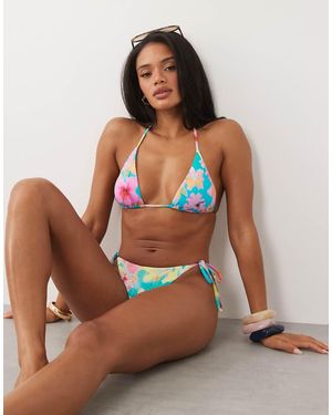 Billabong Floral Print Triangle Bikini Top - Brown