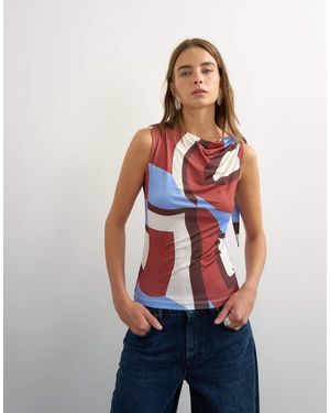 TOPSHOP Microfibre Abstract Knot Shoulder Tank - Red