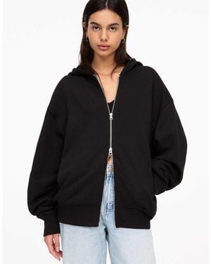 Pull&Bear Hoodie With Zip - Black