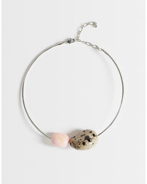 TOPSHOP Mila Choker Necklace With And Dalmatian Stones - White