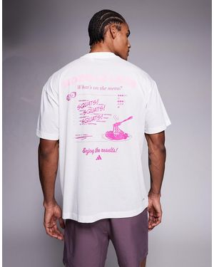 adidas Originals Adidas Training T-Shirt With Noodle Legs Back Print - White