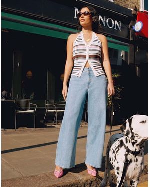 Abercrombie & Fitch Curve Love High Rise Wide Leg Jeans - Blue
